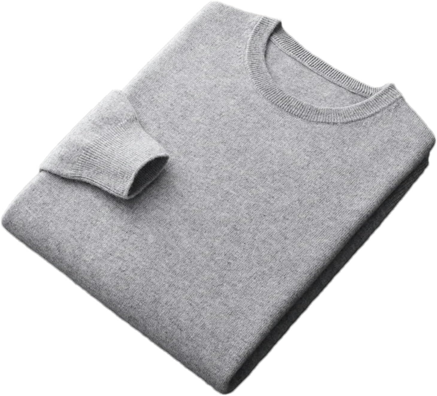 Men's Wool Autumn and Winter Round Neck Warm Sweater Solid Color Knit Sweater for Man