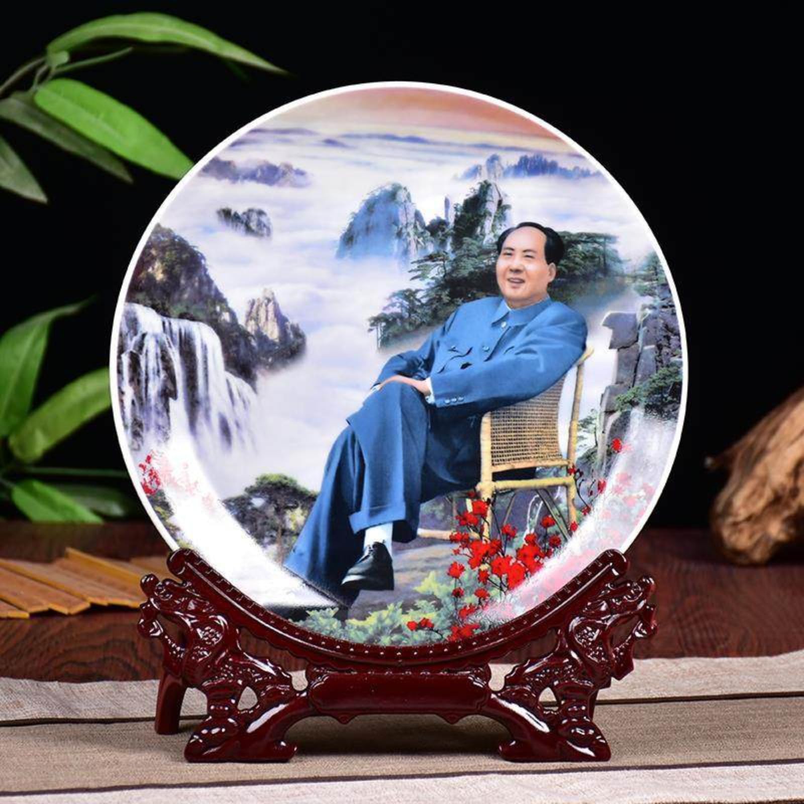 Assiette chinoise Jingdezhen 26 cm en céramique artisanale de prestige