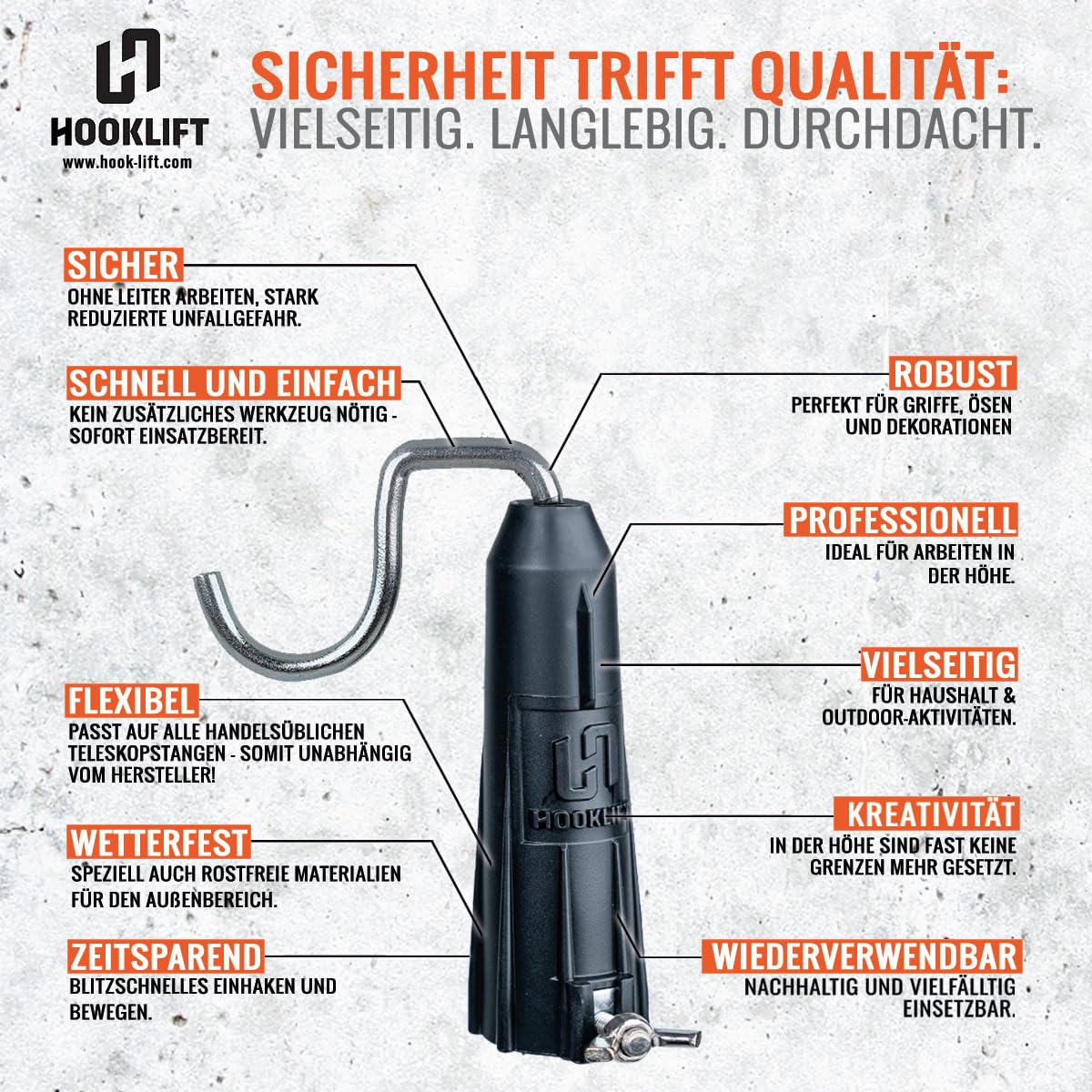 Teleskopstangenaufsatz Kabel-Mover Aufsatz universell – Kabelhalter zum Einhaken, Anheben und Positionieren von Kabeln, Lichterketten & Leitungen für Haushalt, Garten & Montage.