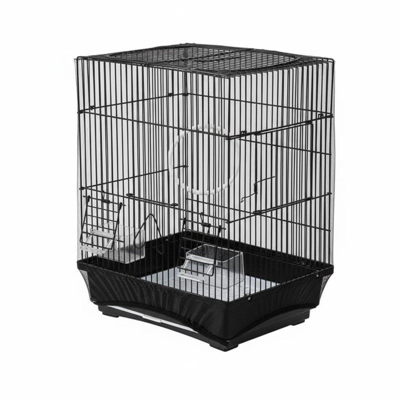 CALANDIS Bird Cage Net Cover Reduces Mess Bird Cage Skirt Stretchable Design Birdcage Skirt Mesh Netting Black S | Cages | Bird Supplies-image-16