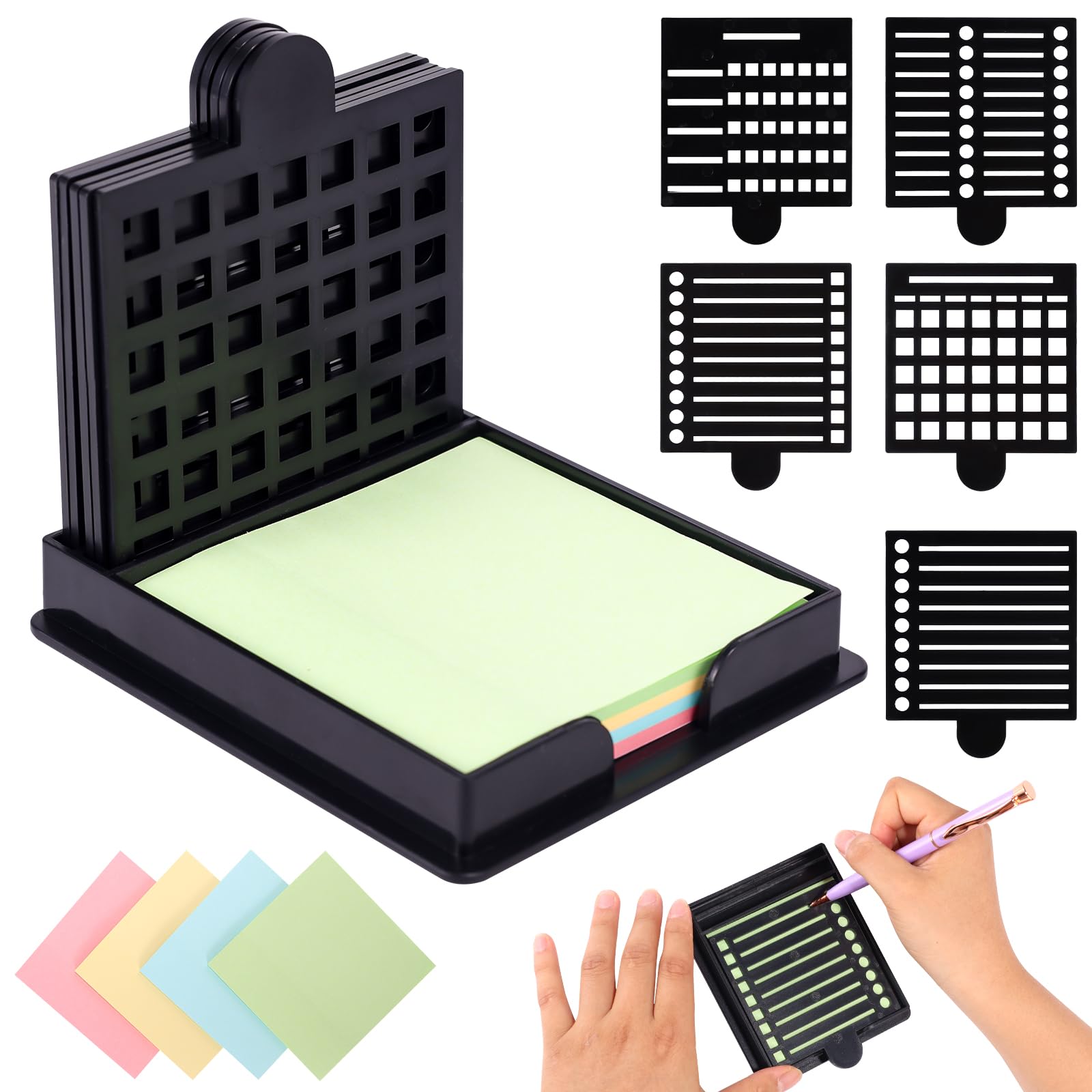 Productivity Tool Sticky Note Holder With Built-In Stencil Template ...