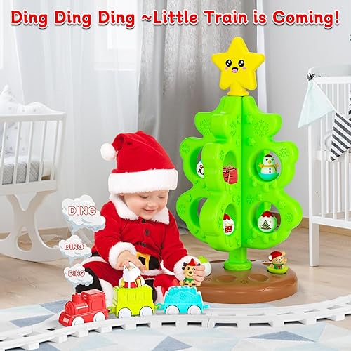 Miniatura 3 de Mi primer árbol de Navidad para niños pequeños, juguete musical iluminado Montessori con adornos, juego de mini tren, juguetes Roly Poly Toys,