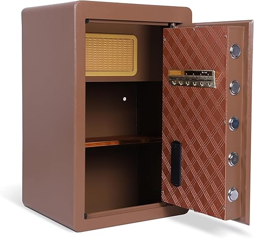 Safes for Home Use Fire And Water Proof 60cm Home Electronic Safe Smart Alert and Mute Mode Anti-Theft Safety Box for Documents Jewelry Valuables