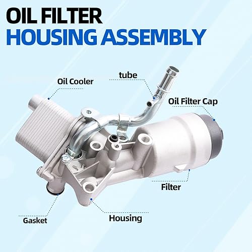 Miniatura 9 de MITZONE Conjunto de carcasa de filtro de enfriador de aceite de motor compatible con Chevy Cruze Aveo Sonic Trax Malibu Pontiac G3 Saturn Astra 1.6L