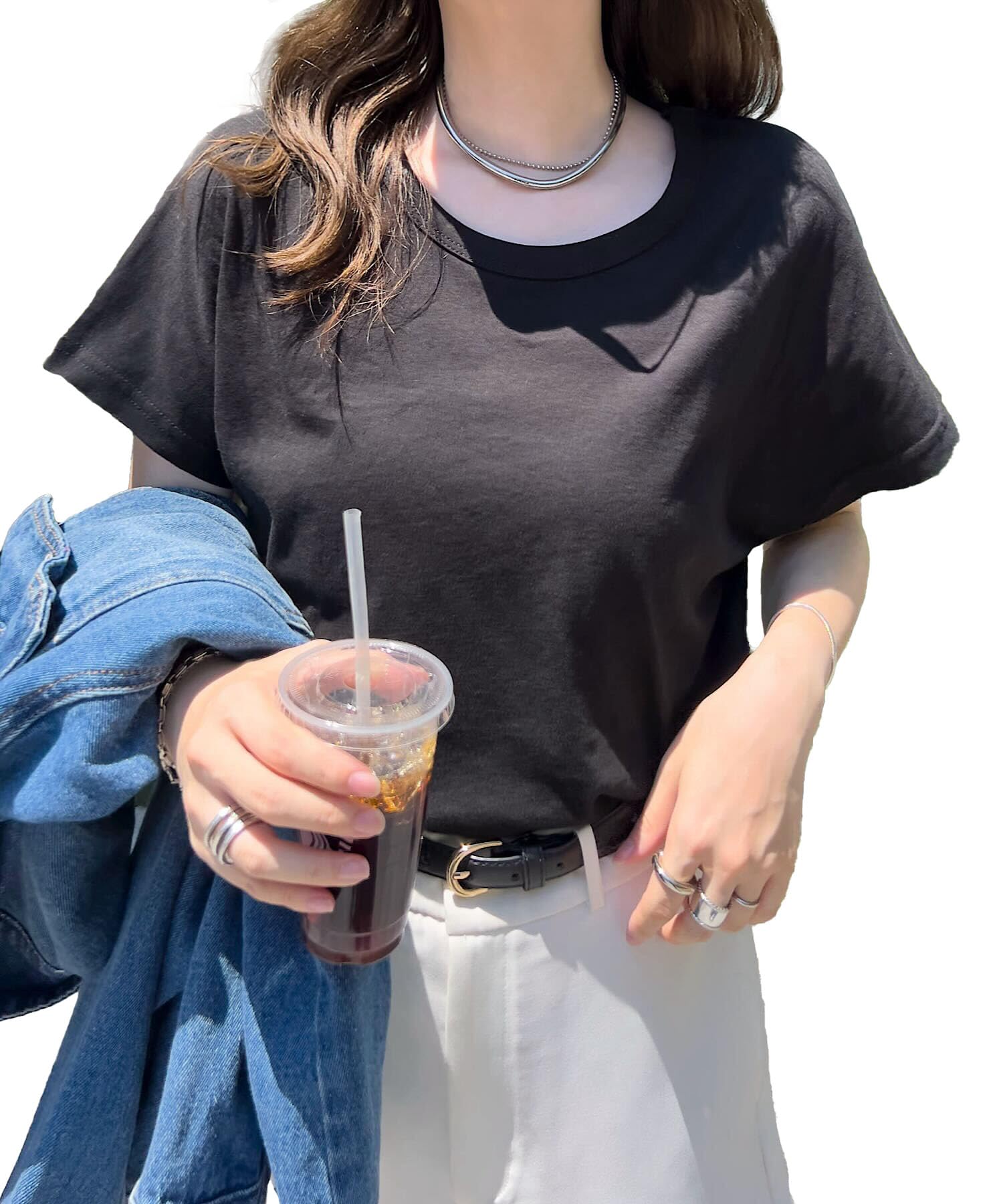 [神戸レタス] tシャツ レディース トップス 半袖 丸首 綿100% カジュアル 仕事 通勤 バイト おしゃれ [C5106]