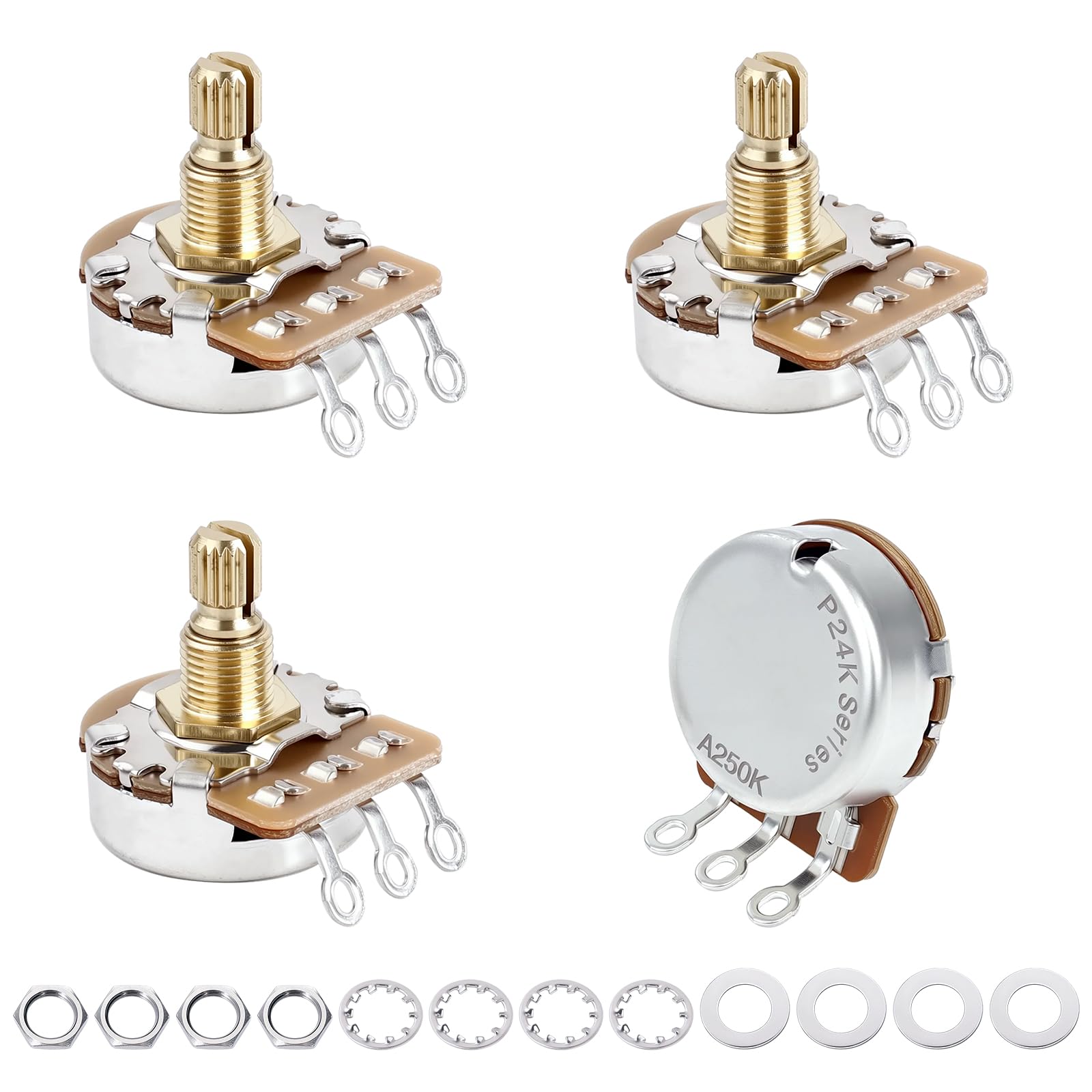 Banworks Brass A250K+B250K (2A2B) M8 Thread Full Sized Pots 18-Spline Pots