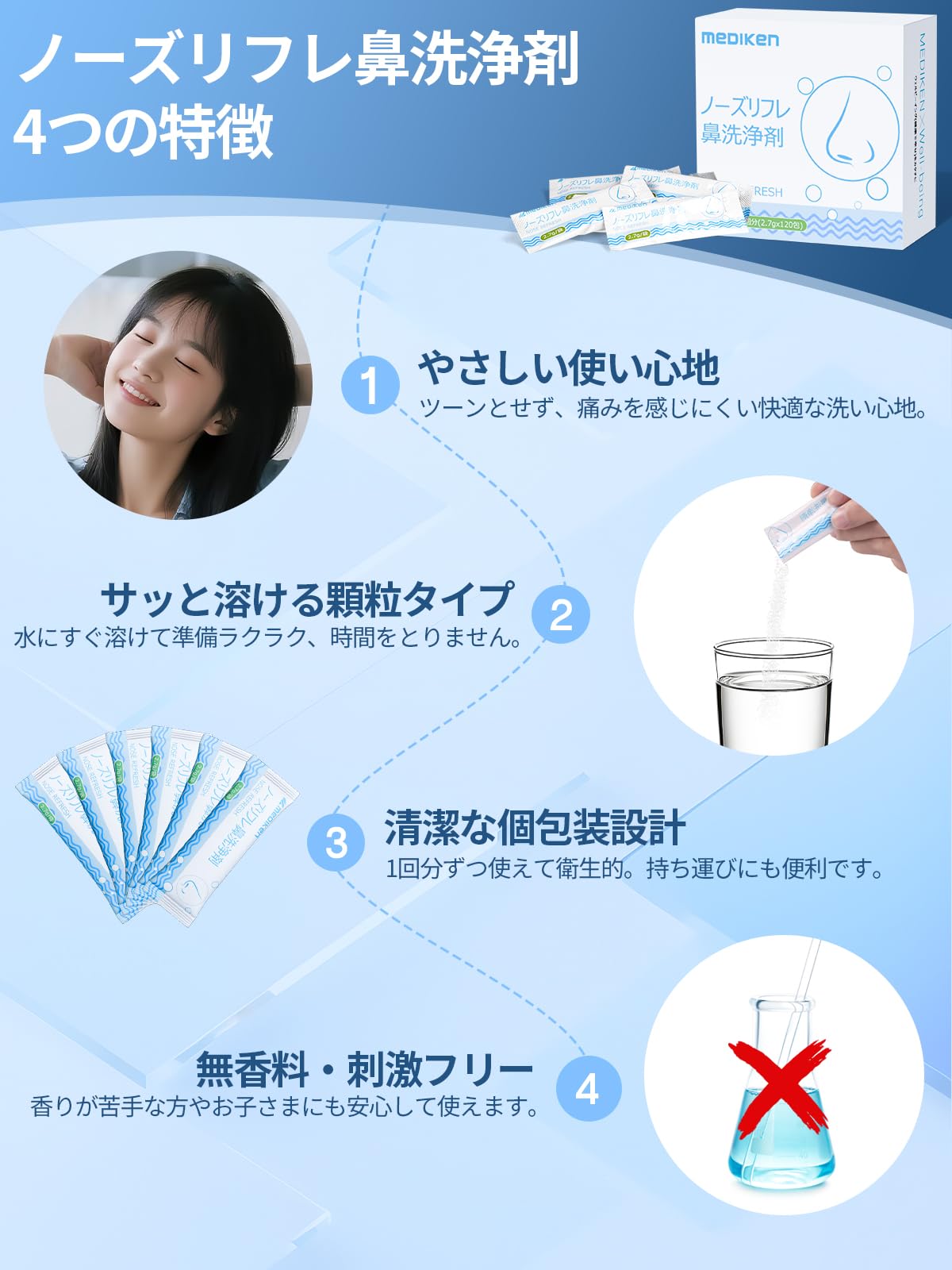Amazon.co.jp: 【120包入り】鼻うがい ノーズリフレ鼻洗浄剤 2.7g