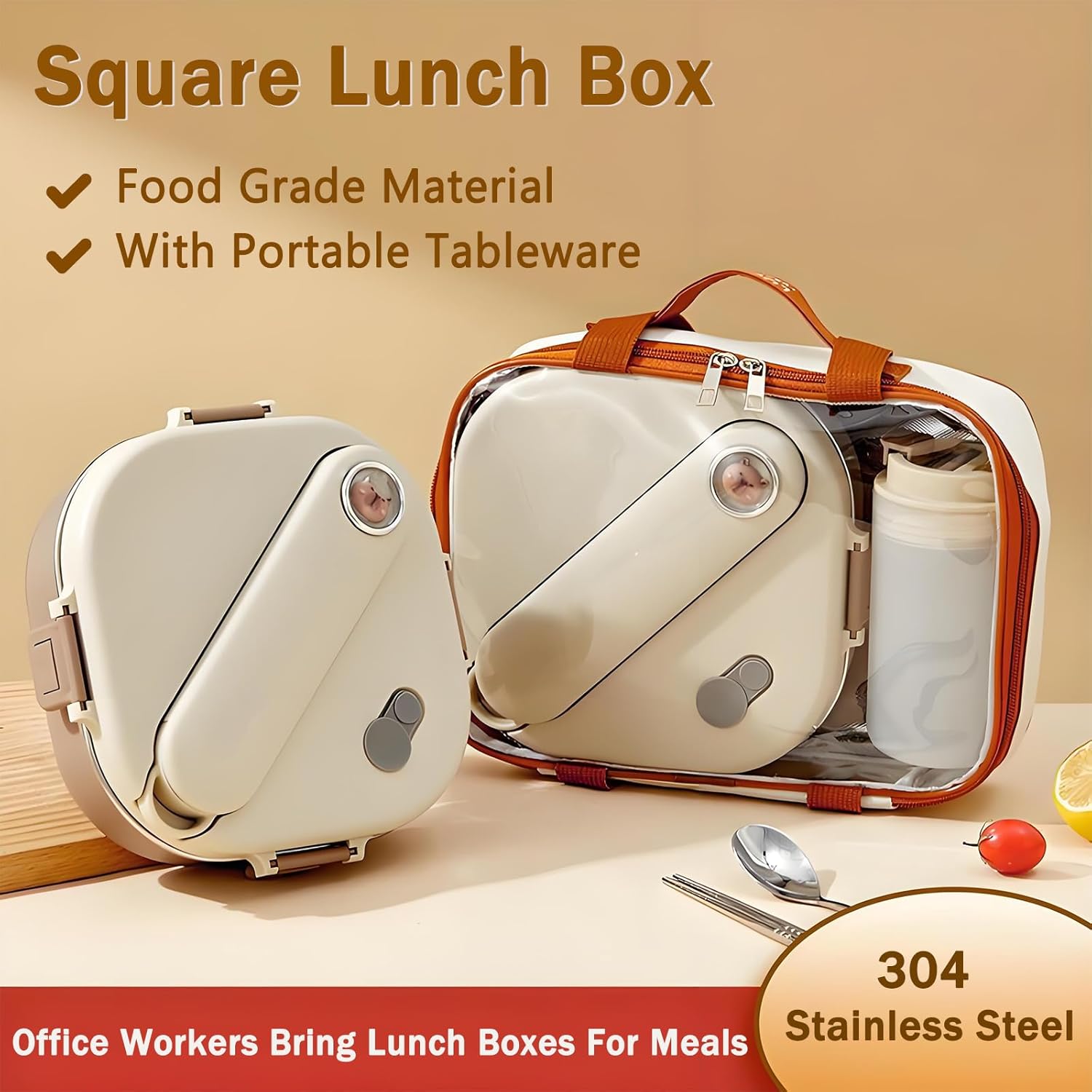 Stainless Steel Bento Box, 800ml Leakproof Lunch Box, Easy To Open And Close, Food Storage Container For Outings, Picnics, And Travels (3 Compartments) - Image 8