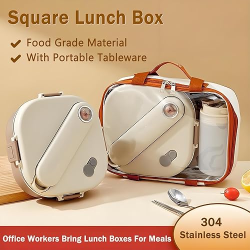 Miniatura 8 de Caja Bento de Acero Inoxidable, Lonchera Hermética de 800ml, Fácil de Abrir y Cerrar, Recipiente para Almacenar Alimentos para Salidas, Picnics y