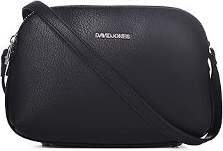 DAVIDJONES Women's Faux Leather Multi Zipper Pocketbook Crossbody Bag Medium Messenger Shoulder Bag Travel Purse