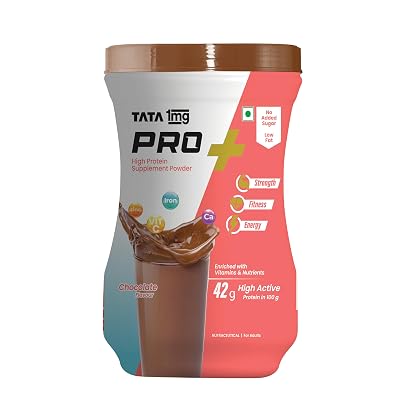 Tata 1mg Pro+ Soy Protein Supplement Powder- High Protein for Muscle & Bone Strength, Overall Fitness, and Energy with 2
