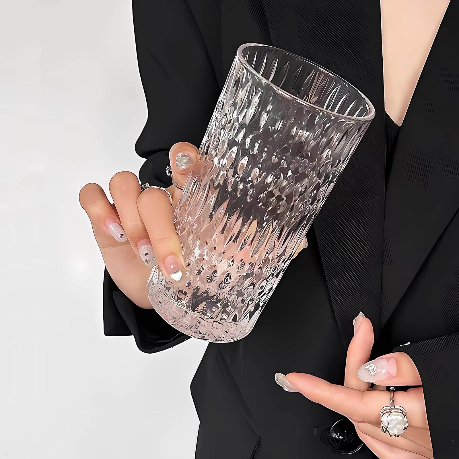 Ework4U 2 Stück Boho Eiskaffee Gläser Tassen, 414 ml dickes Trinkglas-Set, Gläser für Eis-Latte, Cocktailgläser, Glas für Milch, Fruchtsaft, ideal für Wasser, Limonade, Tee, Geschenk