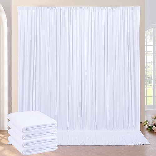Cortina de telón de fondo blanco sin arrugas de 20 x 10 pies, cortinas blancas de poliéster suave para telón de fondo, 4 paneles de 5 x 10 pies para Cortina de telón de fondo blanco sin arrugas de 20 x 10 pies, cortinas blancas de poliéster suave para telón de fondo, 4 paneles de 5 x 10 pies para