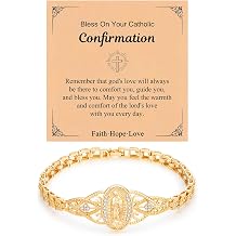 Gold Catholic Bracelet for Women,14k Gold Plated Virgin Mary Bracelet