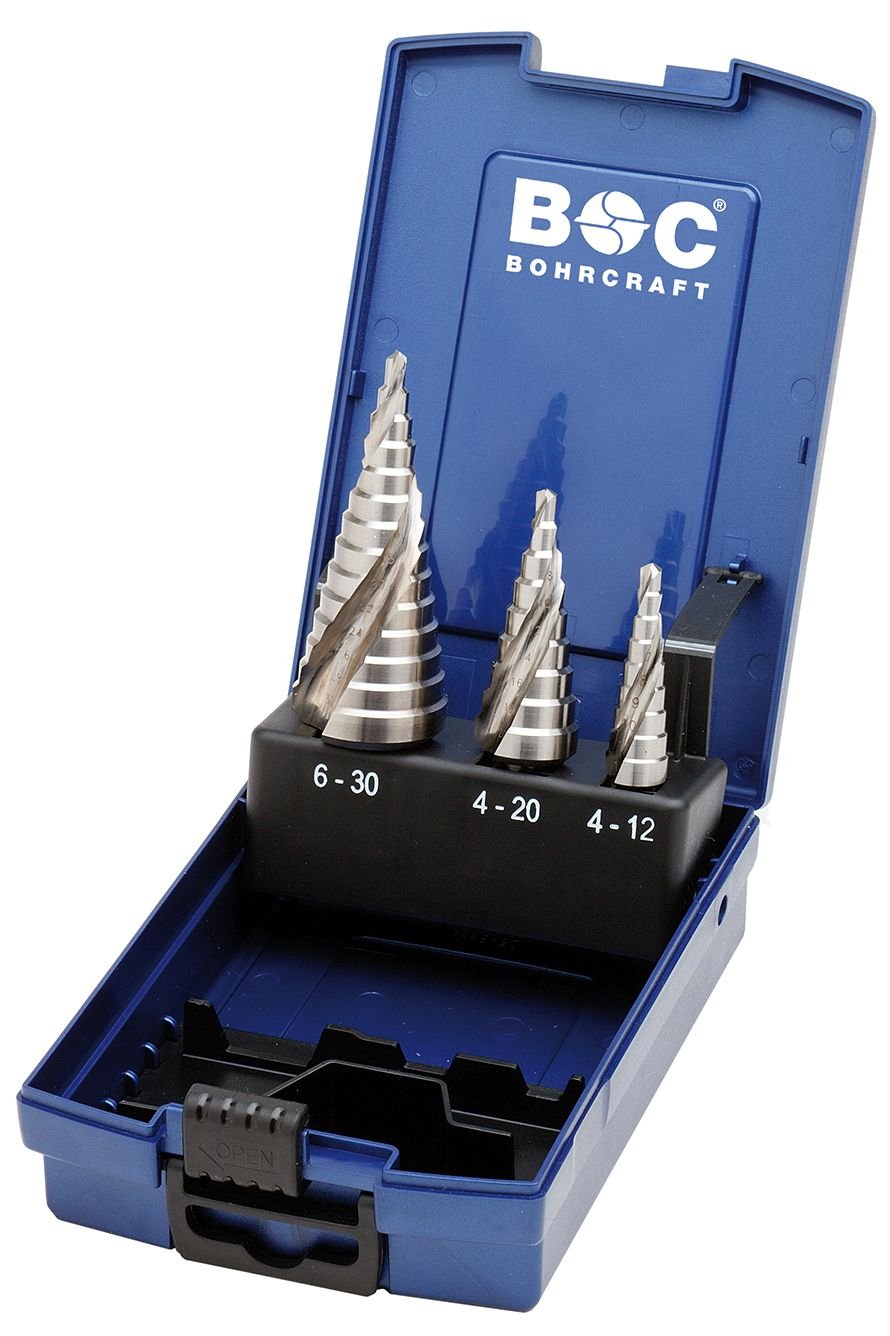 Bohrcraft Jg. brocas escalonadas helicoidales HSS-E, caja ABS // #1-2A-3A /3-uds.