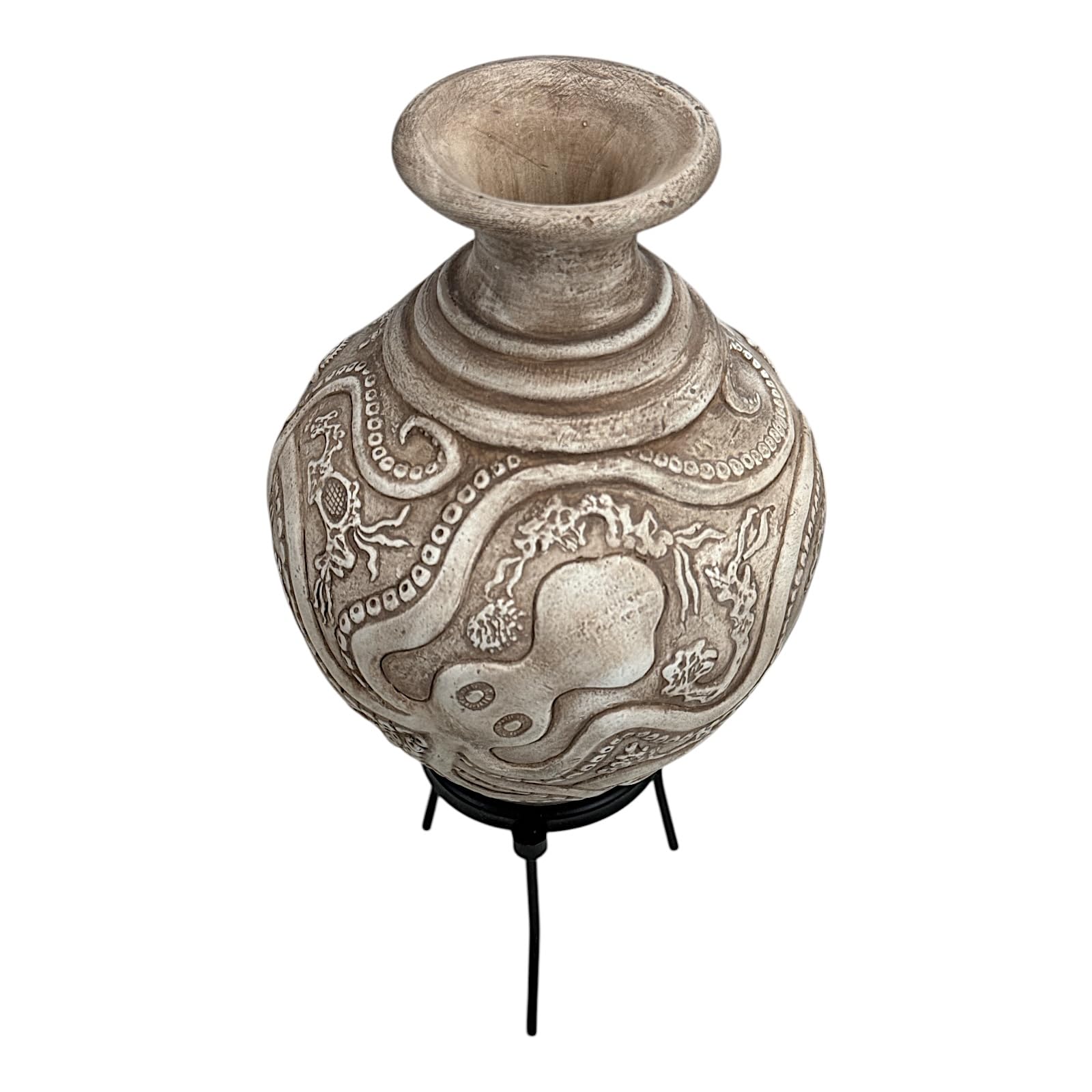 Octopus Rhyton Vase – Minoische Terrakotta-Keramik im maritimen Stil, handgefertigt, antikes griechisches Gefäß, handgefertigt in Kreta, Griechenland