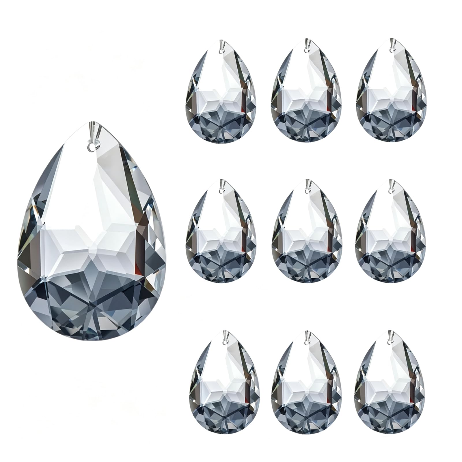 10 Clear Crystal Suncatcher Teardrops,K9 Prism Hanging Decor for Window Garden Christmas Tree Wedding – Heavy Duty UV Resistant for DIY Windchime Craft