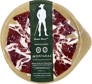 Nordic Catch Montaraz Jamón de Cebo de Campo- Hand-Carved Green Label Deli Meat Ham Slices, 100% Ibérico Pork, Dry Cured Meat, Free Range Ibérico Ham from Spain - 2.5oz, Sliced