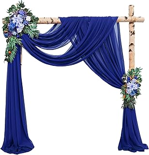 2 Panels Wedding Arch Draping Fabric 20Ft Length x 28" Width Royal Blue Arch Drapes Chiffon Fabric Sheer Curtains Backdrop for Party Bridal Decor Wedding Ceremony Ceiling Stage Reception Decorations