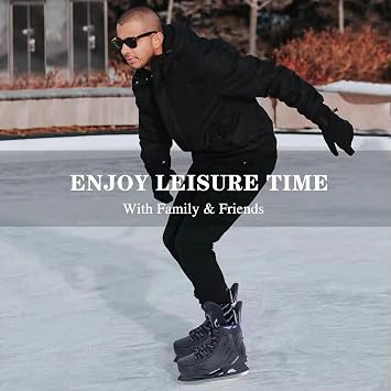 Adjustable Ice Hockey Skates for Outdoor and Rink, Recreational Ice Skates, Fitness Hockey Skates Fun Ice Skating Shoes with Soft Padding and Reinforced Ankle Support
