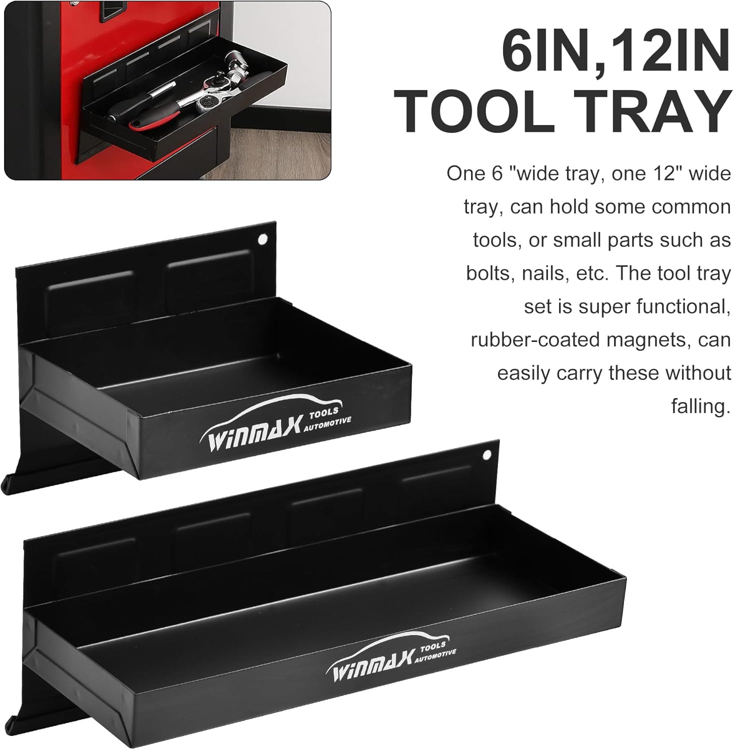 4pc Magnetic Toolbox Tray Set Tool Box Cabinet Side Shelf Storage Van Workshop