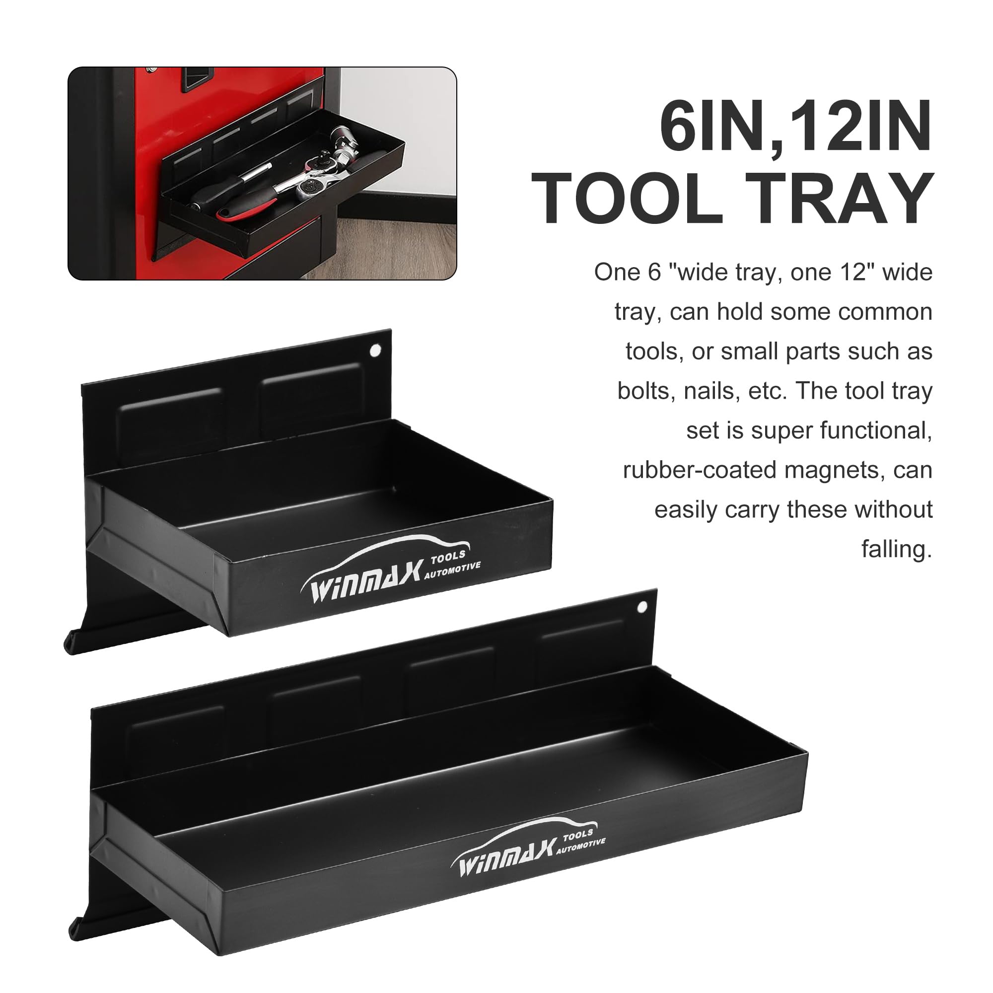 4pc Magnetic Toolbox Tray Set Tool Box Cabinet Side Shelf Storage