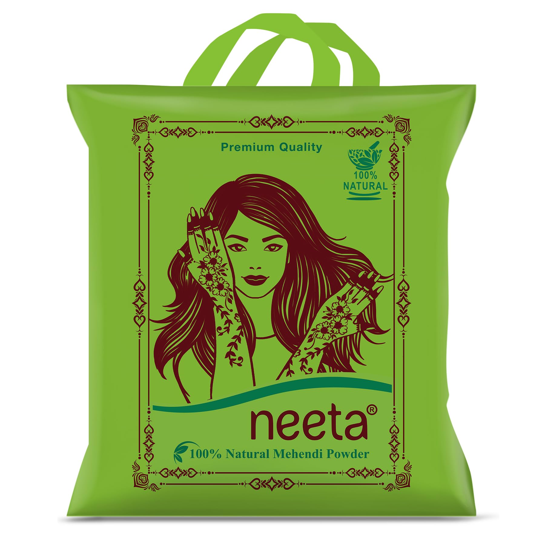 Neeta Pure Natural Henna Powder 1kg Rich Brown for Hair, Hands & Feet-picture-14