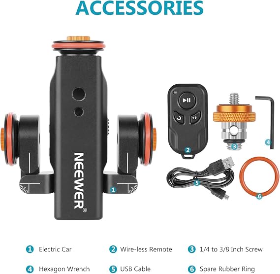 Neewer 3 Wheels Wireless Video Camera Dolly, 3 Speed Motorized Electric Track Rail Slider Dolly Car with Remote Control, Compatible with DSLR Camera Camcorder GoPro iPhone and Android Smartphone