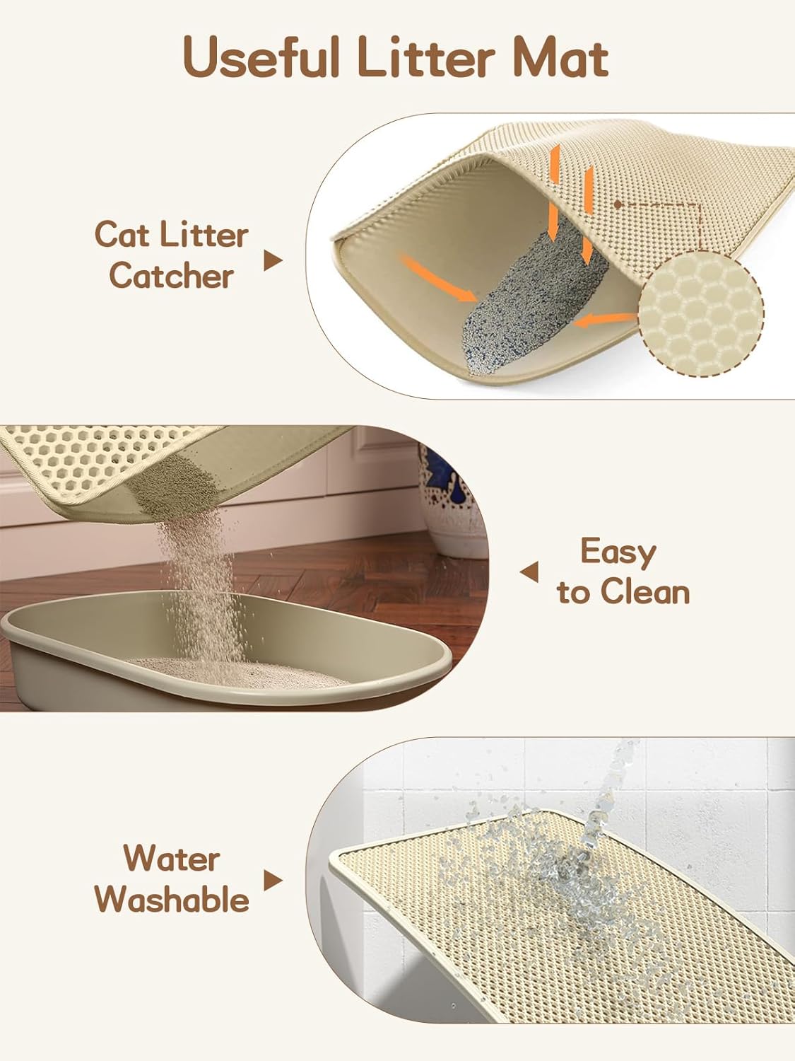 Wooden Cat Litter Box Enclosure, Hidden Litter Box Furniture with Litter Mat, Multi-Functional Cat House, for Living Room Bedroom Indoor, 23.2 x 17.7 x 19.3 inches, Walnut