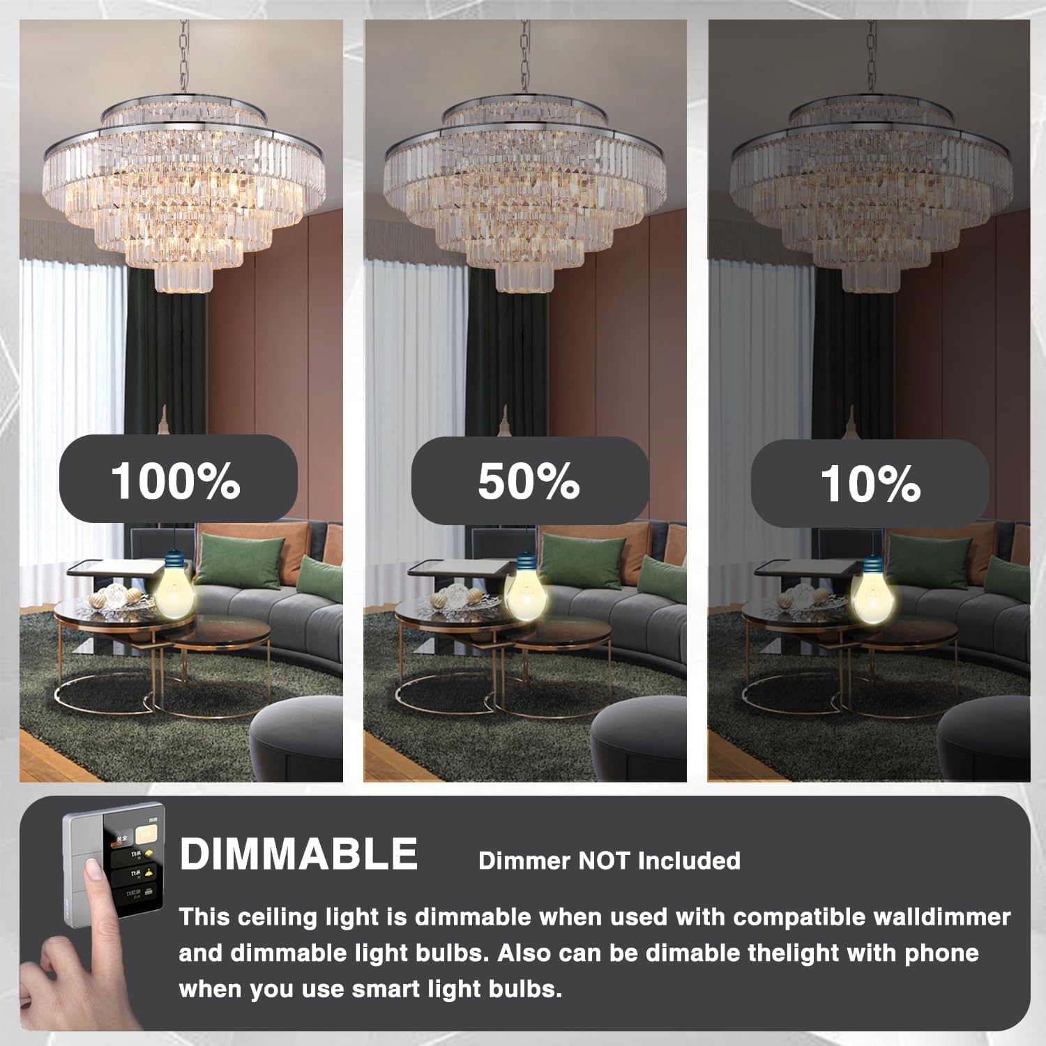 Crystal Chandelier Chrome Modern Luxury Pendant 7-Tier 31" Ceiling Lights Fixture for Dining Room, Living Room, Foyer