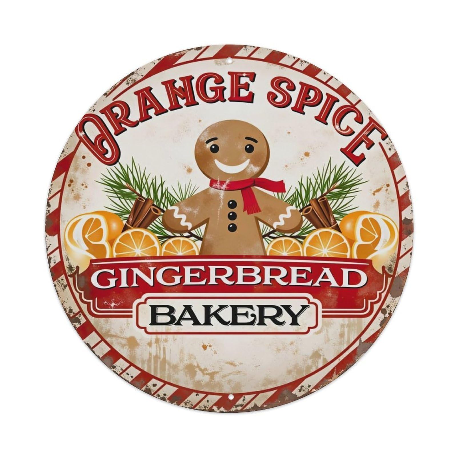 Orange Spice Gingerbread Bakery Pattern Metal Tin Sign