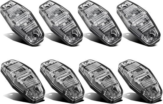 Partsam 8pcs 2.5" Oval Trailer Side Marker Light Red/Amber Clear Lens Universal Surface Mount 2 LED Light, Truck Boat Sealed Mini Trailer Clearance Identification Lights 4 Red+4 Amber