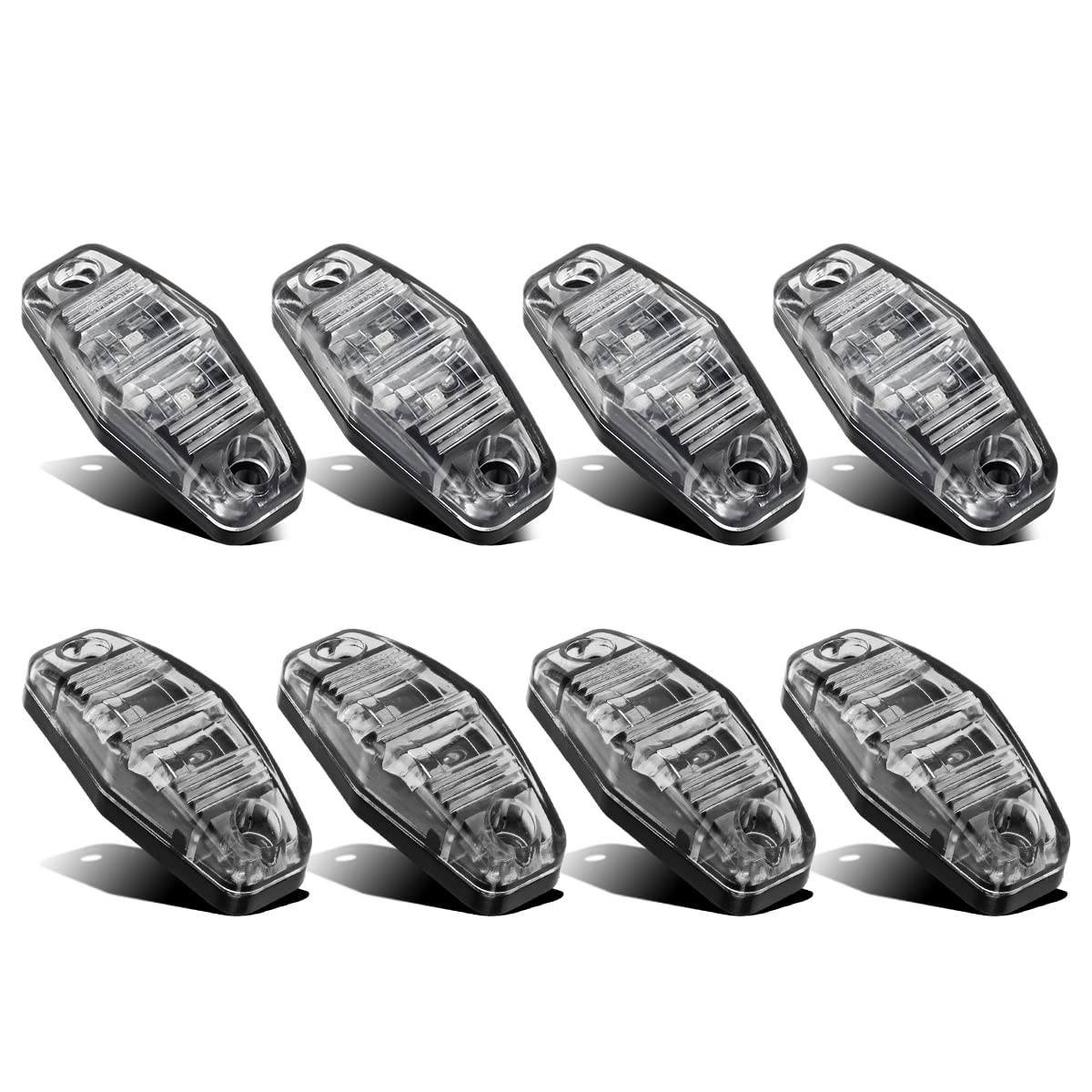 Partsam 2 LED Side Fender Marker Light, 8pcs, 2.5in Oval, Clear Lens, 4 Red + 4