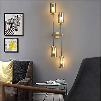 Wall Lamp, 2021 Design Copper Wall Light Fixture - Bedside Tv Background Wall Decoration Lamp Living Room Gold Metal Led Lights,Light Candle,Whitelight-4heads