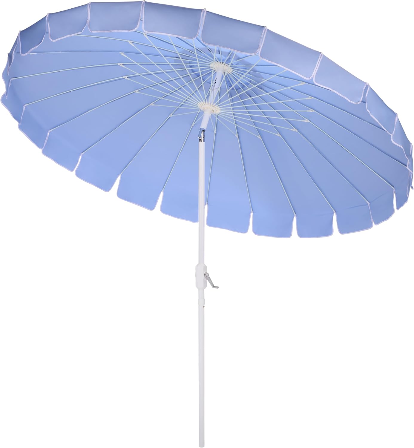 SAFAVIEH Outdoor Patio Furniture Collection – Panza 9 Ft Crank Patio Umbrella, Baby Blue & White Pole, Market Umbrella with Crank Lift (PAT8026U)