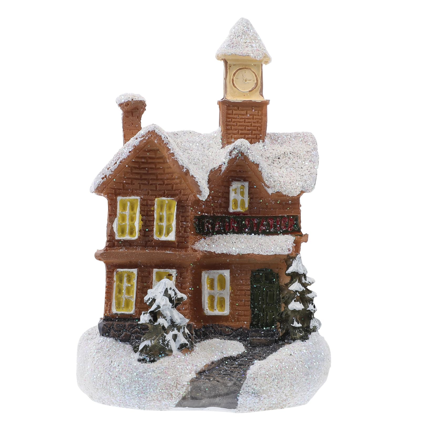 OUNONA 1Pc House Decor Resin Christmas House Model Ornament for Holiday Festival Decoration Small House Ornaments for Tabletop Desk Display
