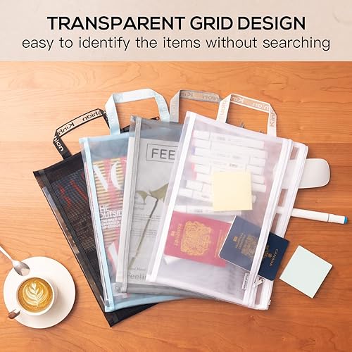 Miniatura 4 de Bolsa de malla con cremallera carpetas de archivos de nailon ligero organizador de documentos A4 bolsa de malla con cremallera visible adecuada para