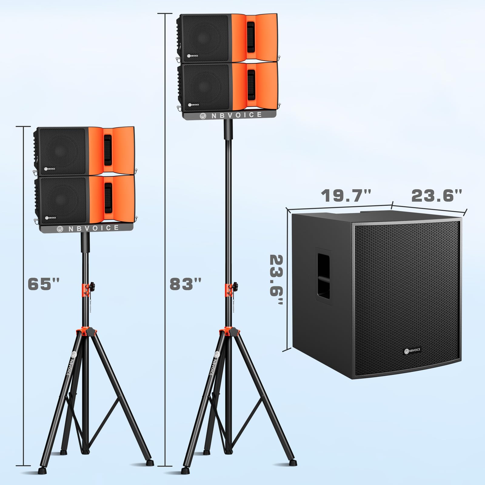 18-Inch 4000W P.M.P.O Stereo PA Speaker System with Bluetooth/USB/Remote, Includes 4 Line Array Speakers, 1 Active Subwoofer, 2 Tripods - Perfect for DJ, Parties, Weddings, and Events