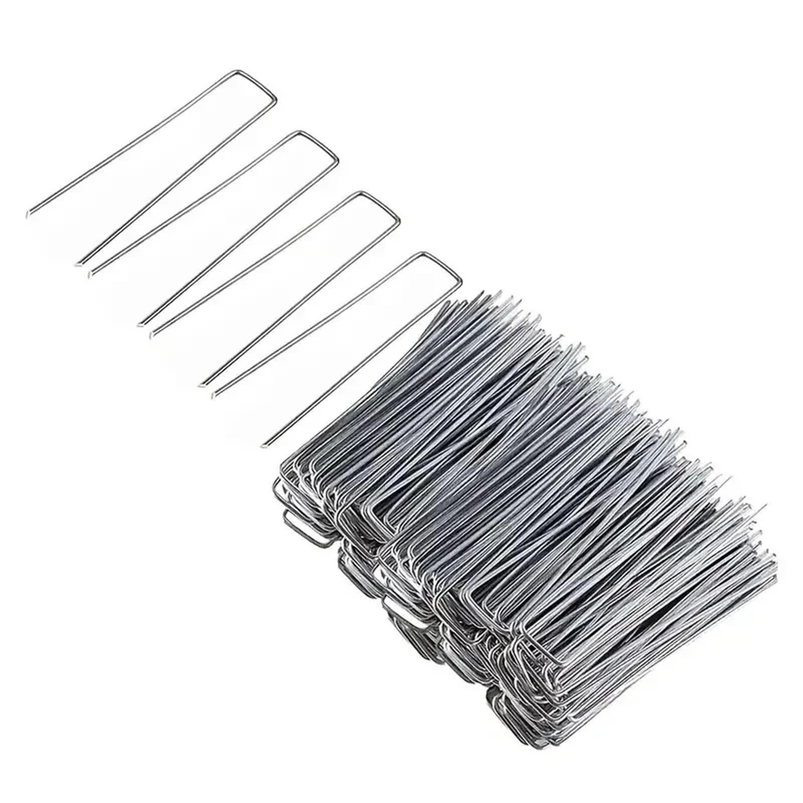 100 graffette da Giardino 3 mm, picchetti a Forma di U, for Tende Resistenti, Fissaggio for Erbacce per Giardini(4cm X 10cm)