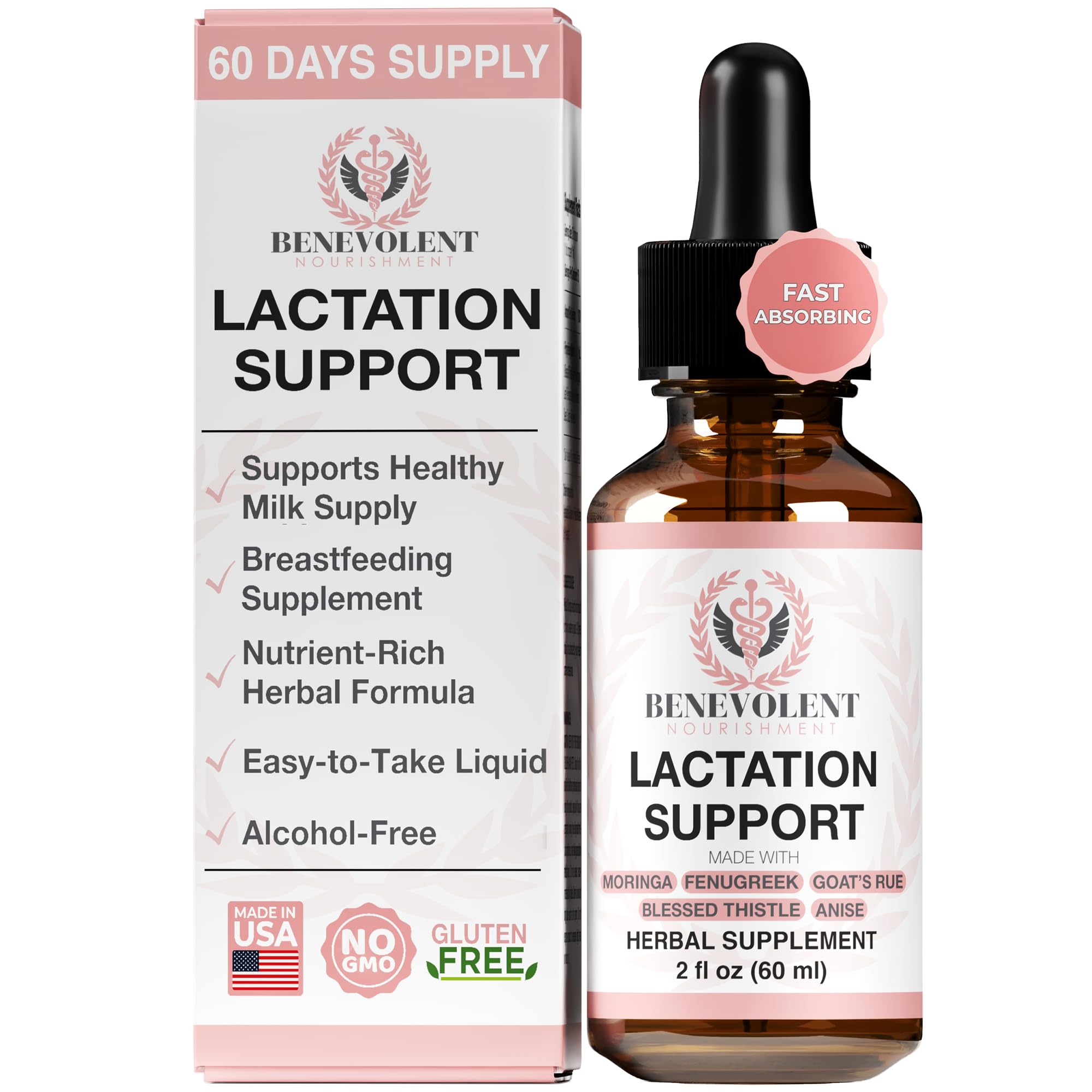 Amazon.com: Benevolent Lactation Support Liquid Drops for Mothers –  Fast-Absorbing Breastfeeding Supplements with Fenugreek & Moringa –  Supports Healthy Milk Supply – Alcohol-Free, Sugar-Free, Non-GMO, 60  Serving : Health & Household