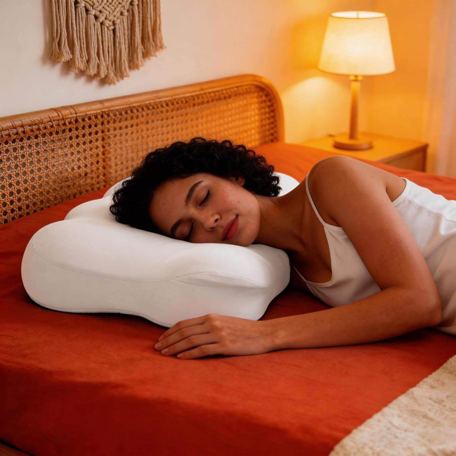 Cloud Neck Pillow, Ergonomic Memory Foam Pillow with Adjustable Cervical Support, Breathable Sleep Pillow for Side Back Stomach Sleepers (White)