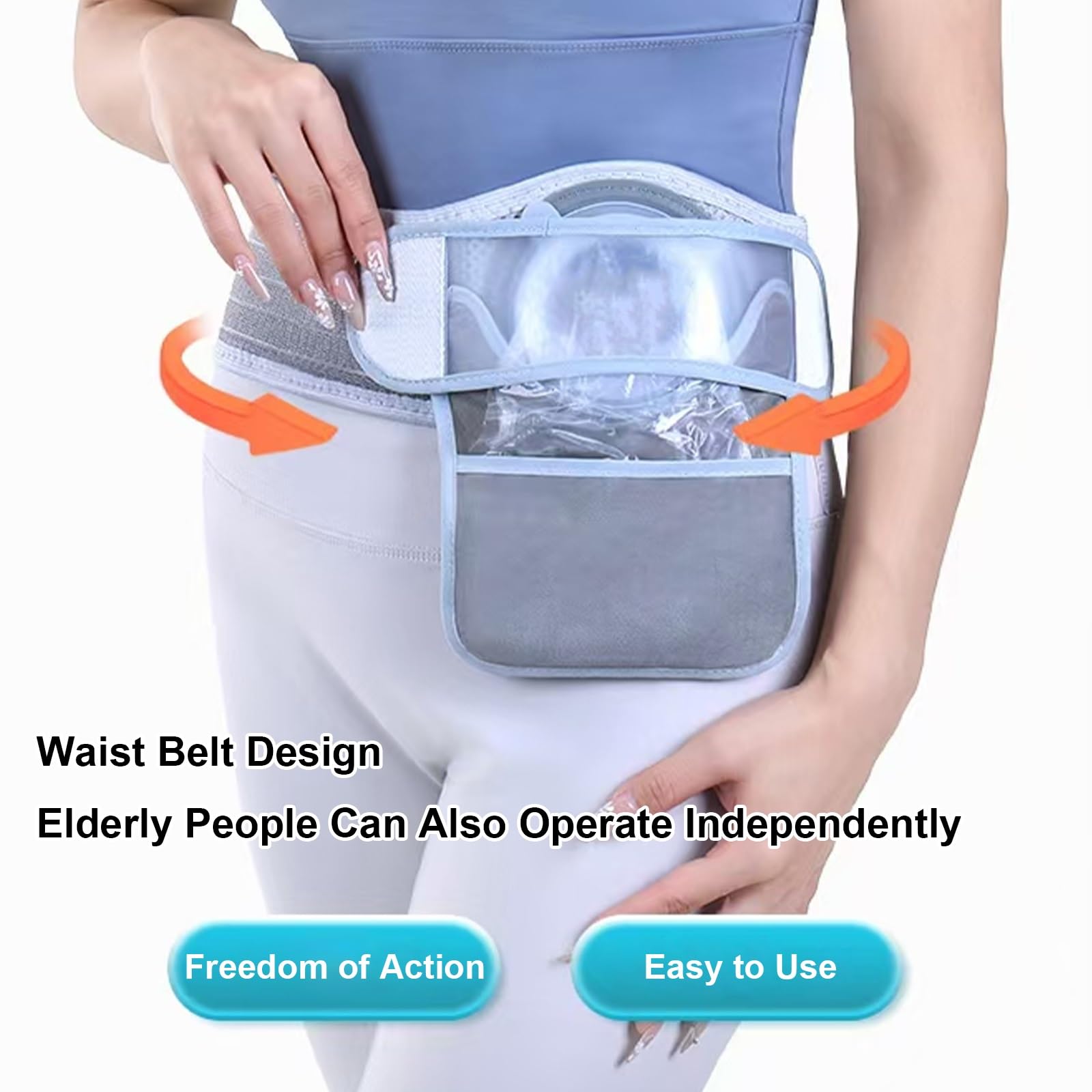 Verstellbarer Stoma Gürtel, Stoma Bandage mit 80 Transparenten Beuteln, 2-6 cm Durchmesser, Kein Zuschneiden Erforderlich, Beugt Parastomalen Hernien vor(Large)