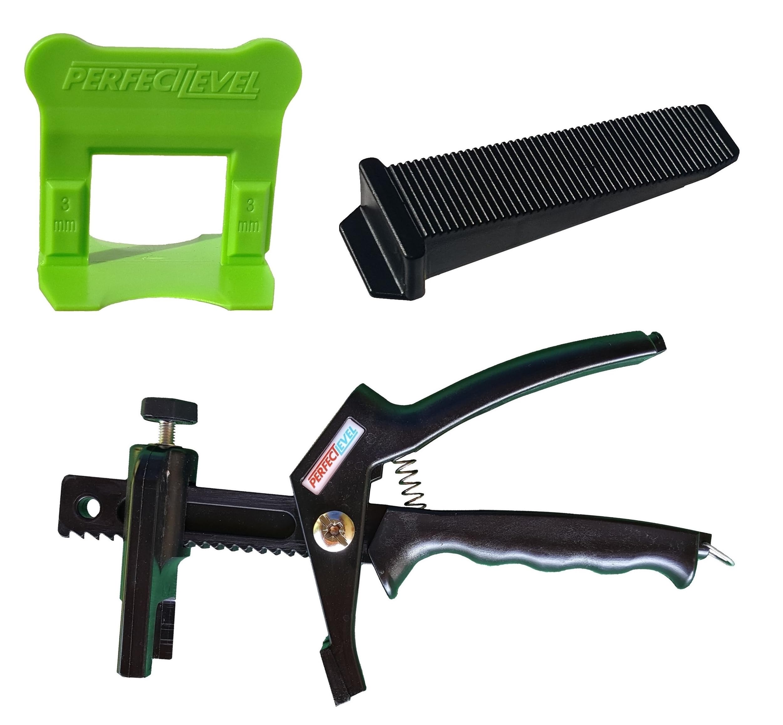 Kit de Nivellement Carrelage 3mm (600 Clips + 200 Coins (cales) + 1 Pince Polyamide) | Croisillon Autonivelant Professionnel | Pose Parfaite pour Sol et Mur