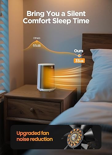 Miniatura 5 de GiveBest Calentador de espacio, calentadores eléctricos portátiles para uso en interiores con termostato y control remoto, oscilación de 70,