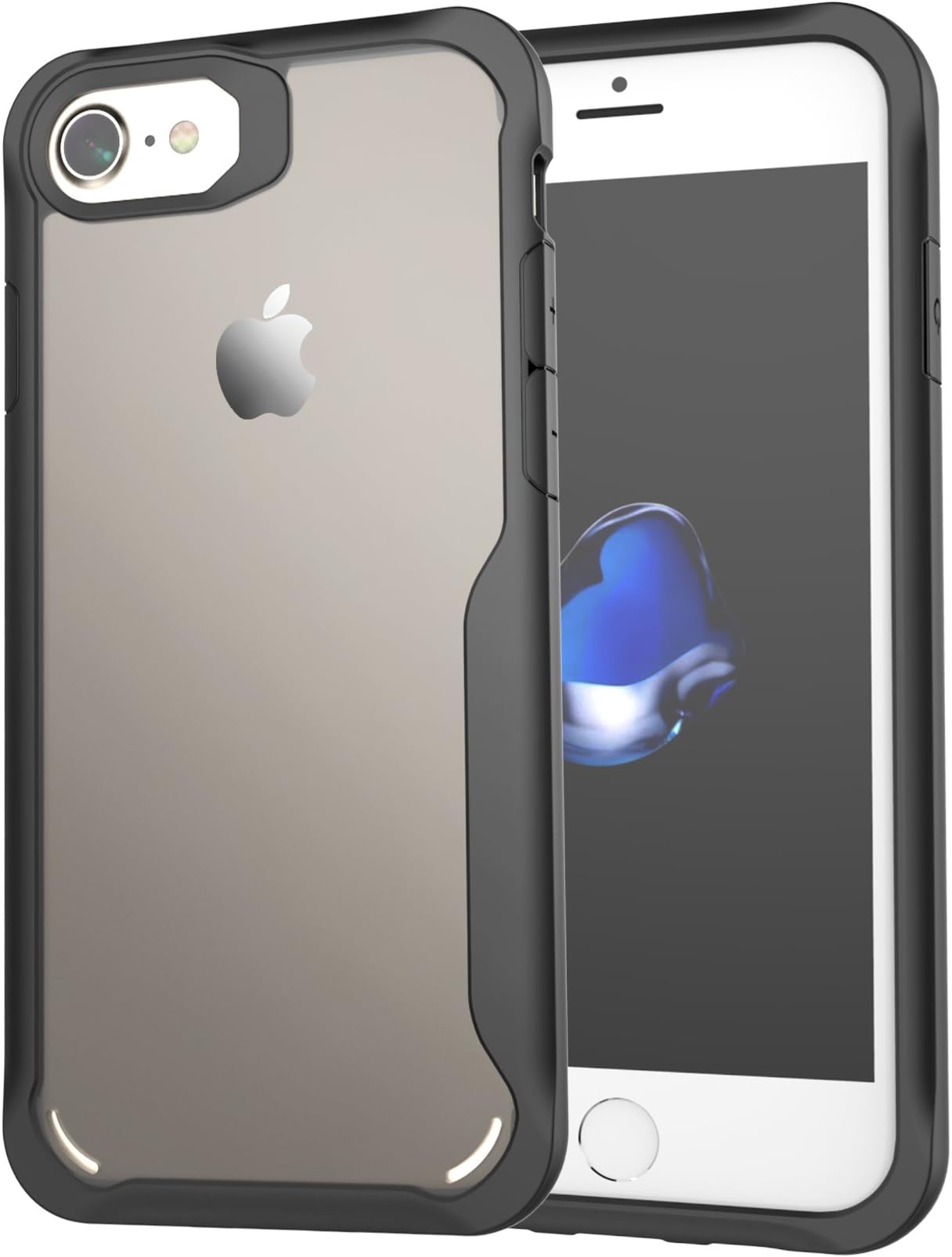 Marvotek ZY101705 Protective Case, iPhone 7/8, Ultra Thin Protecting Rubber Frame Crystal Clear Back Phone - Black