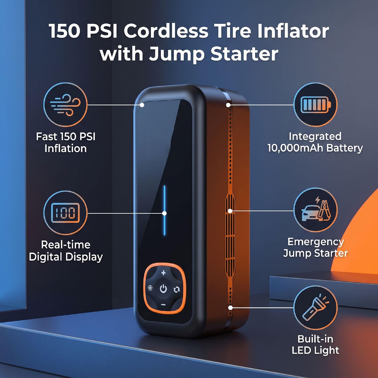 Asixxsix Compresor de Aire Portátil para Inflador de Neumáticos, 150 PSI
