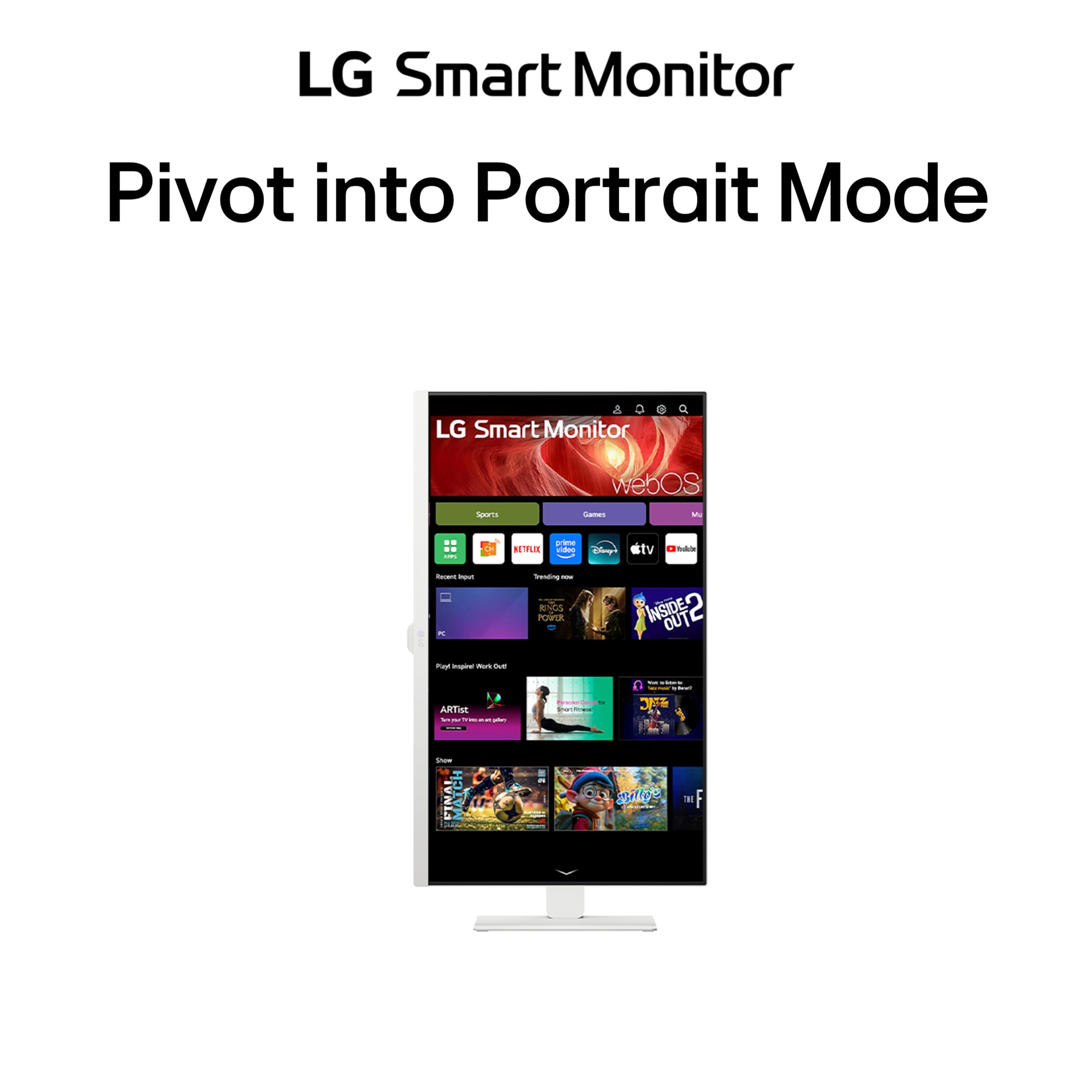 LG 27U730SA-W 27-Inch Smart 4K UHD (3840 x 2160) IPS Computer Monitor, HDR10, Built-in Speaker, Screen Share, Bluetooth, Remote Control, HDMI, USB Type-C PD 65W, Tilt/Height/Swivel/Pivot Stand, White — view 8
