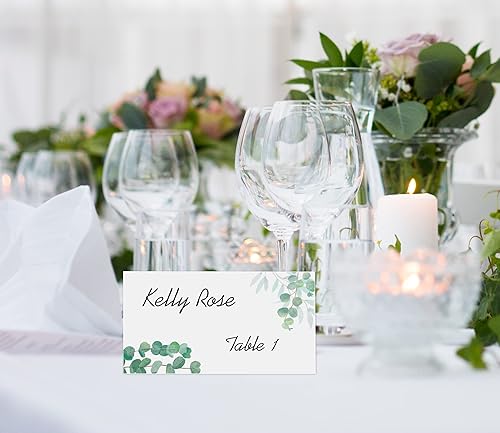 Miniatura 2 de RokAPary Tarjetas de mesa de eucalipto para bodas, despedidas de soltera, fiestas de compromiso, cenas, banquetes, fáciles de plegar, 2 x 3.5