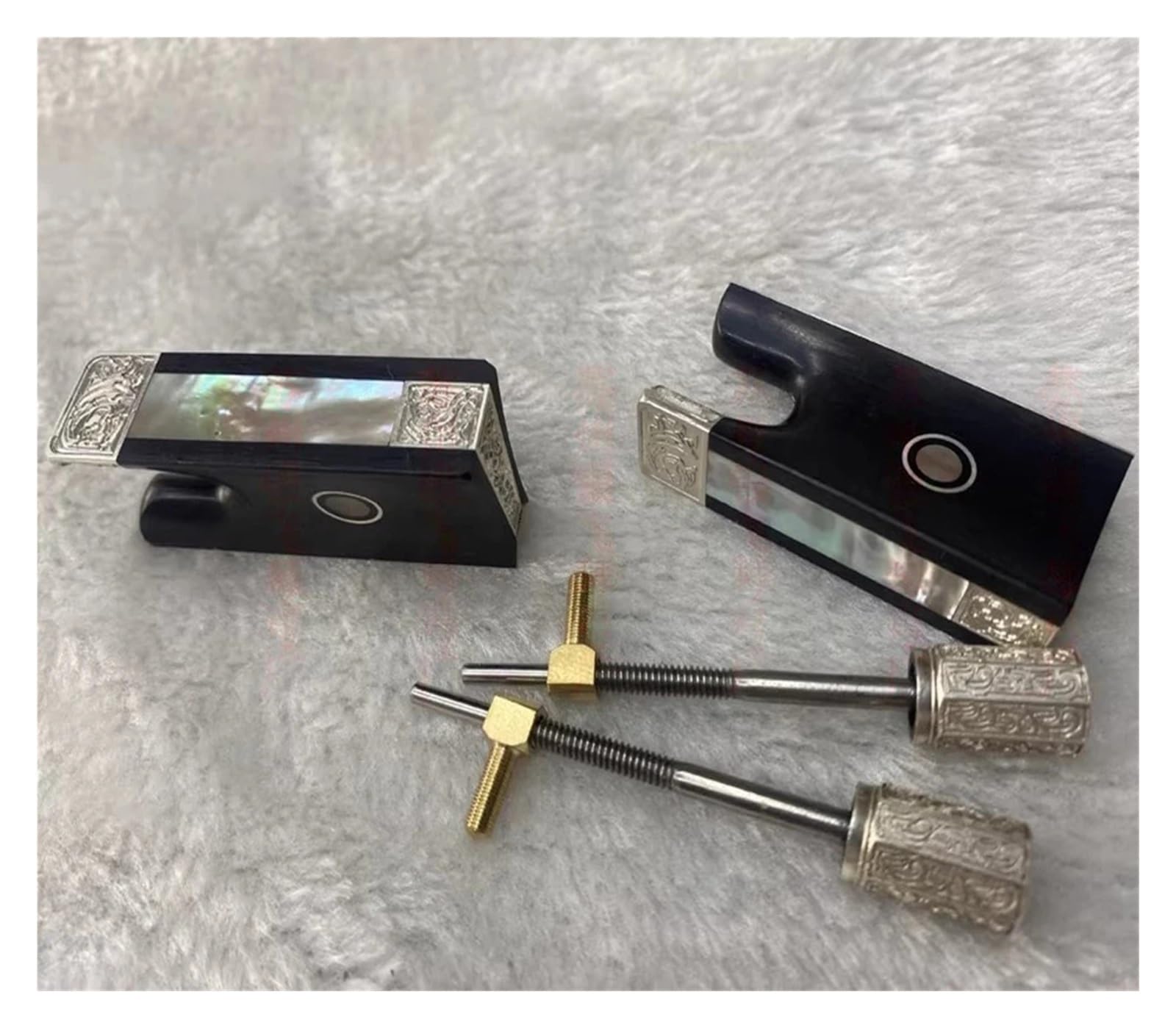 Ebenholz Silber Violine Bratschenstimmen 4/4 | Silberne geschnitzte Ebenholzteile passen for 4/4 Violinen und Bratschen
