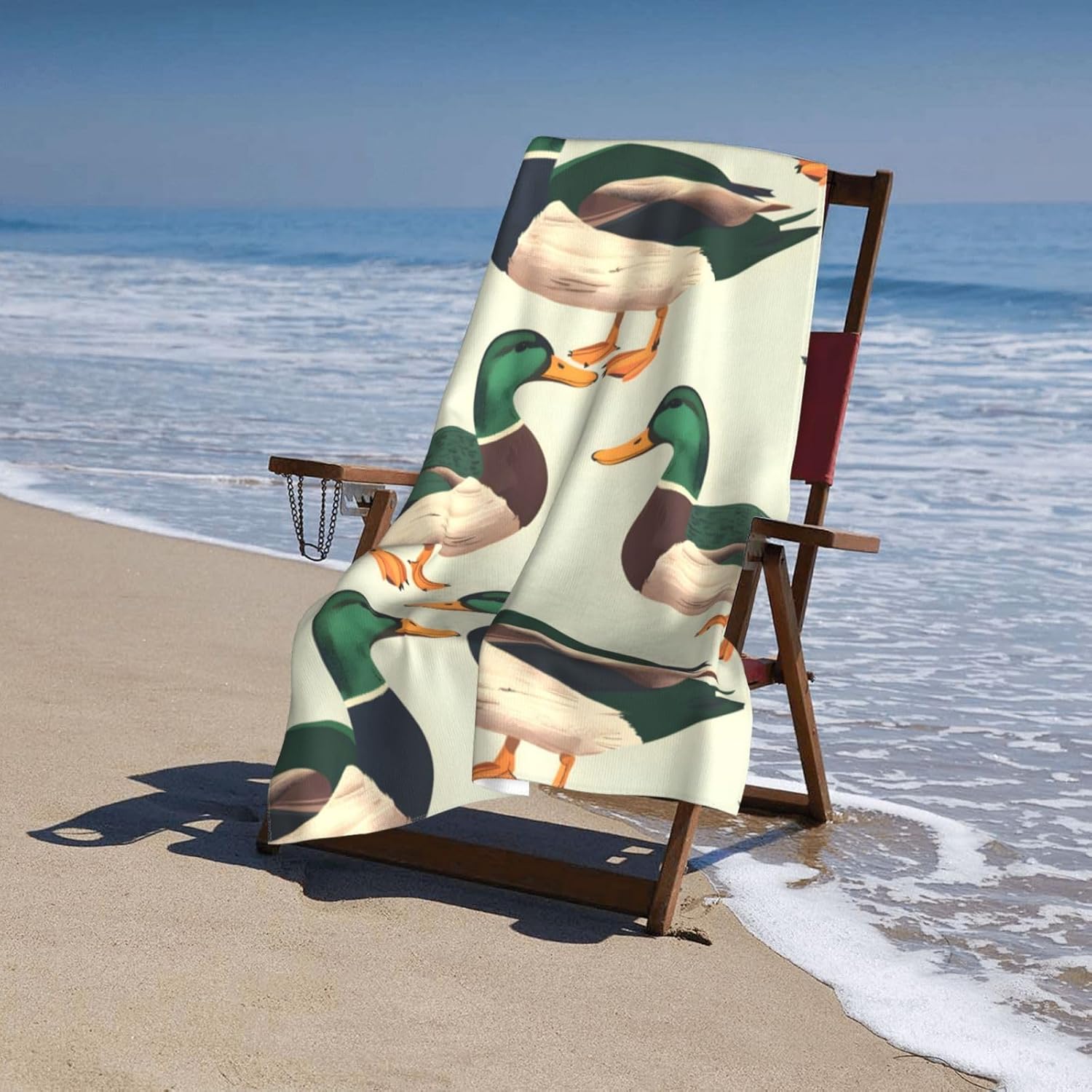 Mallard Duck Beach Towel 31inx51in, Animal Sand-Free Microfiber Bath Towel Ultra Soft Quick Dry Pool Towel Absorbent Towel Lightweight Towel for Swimming Bathroom Decor
